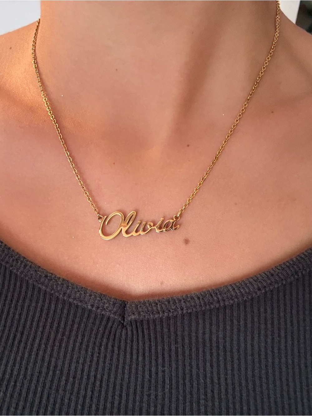 Gold Cursive “Olivia” Adjustable Length Necklace